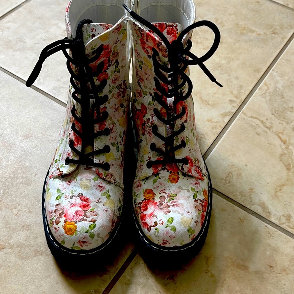 Brand new (never worn) union bay flower combat boot